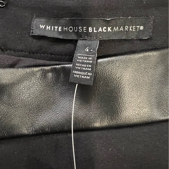 White House Black Market Black Ponte Faux leather Pencil Skirt size 4 - Picture 13 of 14
